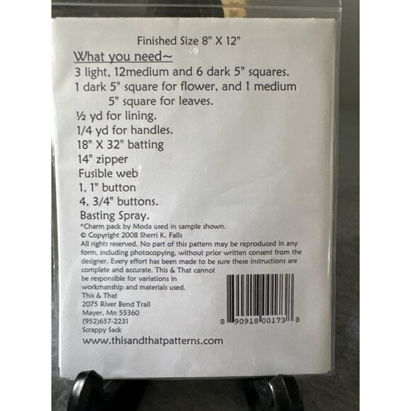 Scrappy Sack Quilt Pattern #079 By This & That 8" x 12" DIY Tote Bag Sewing Proj - Picture 2 of 3